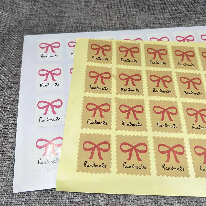 Самоклеящаяся наклейка для этикеток ручная работа красная с сердечком печать