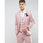 Костюм Мужской приталенный из 3 предметов, блейзер для жениха, выпусквечерние вечера, пиджак, брюки и жилет, розового цвета