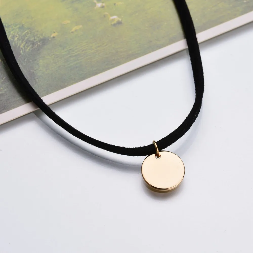 Vintage Black Velvet Women Choker Necklace Punk Gold Silver Round Coin Charm Short Necklaces Simple Summer Torques collier femme | Украшения