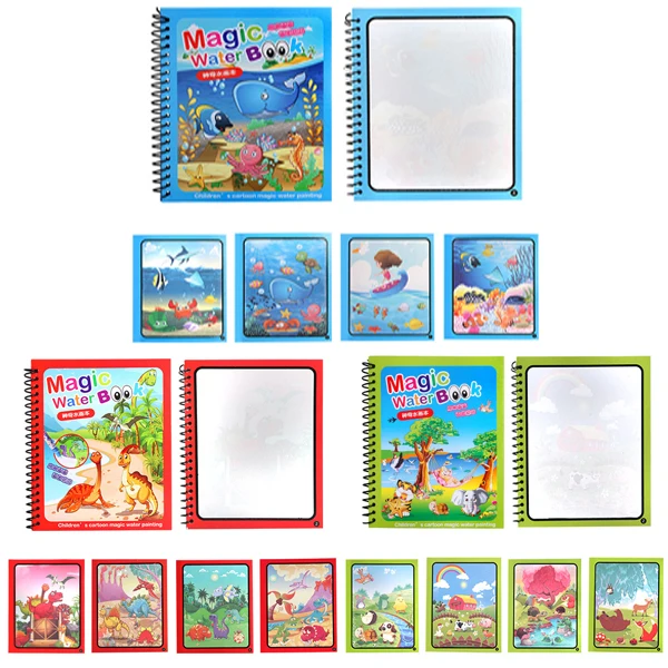 3PCSMagic книга для рисования воды раскраска каракули с волшебной ручкой живопись