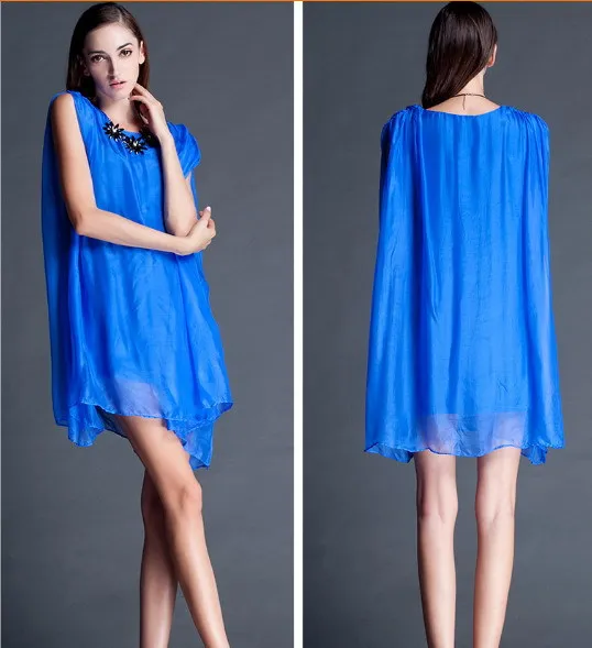 Платье прямой шифон с круглым вырезом Mini без рукавов в весна продукт тары выше