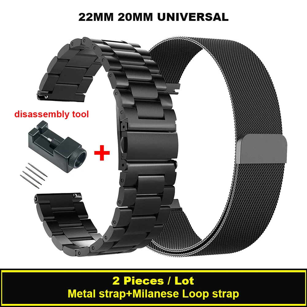 22 мм 20 Универсальная Миланская петля для samsung Galaxy Watch gear S3 S2 ремешок HUAWEI GT/Garmin Vivoactive