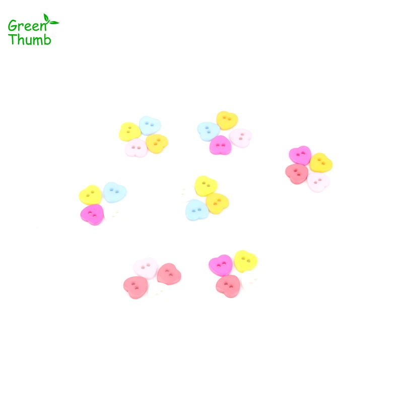 100 шт. в форме сердца кнопки из смолы зеленый большой палец высокое качество