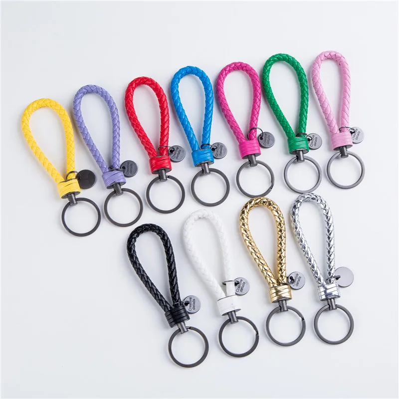 

Lofansee 2017 New Arrival Unisex Braided Leather Rope Handmade Waven Keychain Zinc Alloy Key Chain Car Key Ring