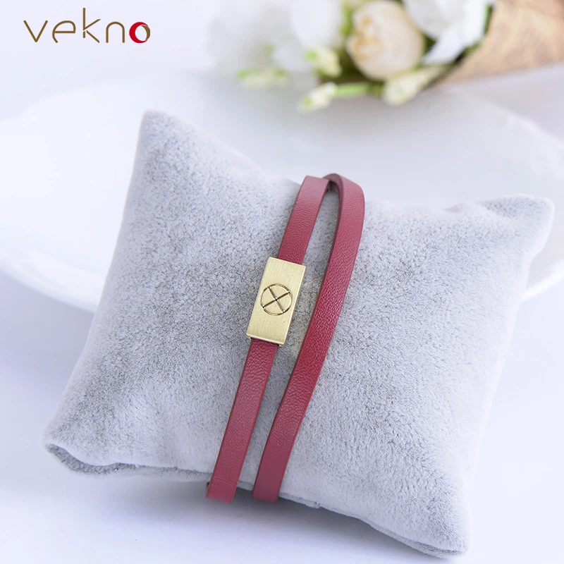 VEKNO многослойный амулет красный и черный браслет из искусственной кожи женские