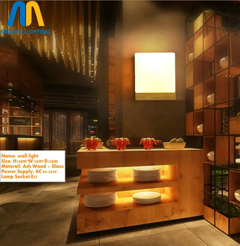 Современный деревянный стеклянный настенный светильник освещение для прихожей