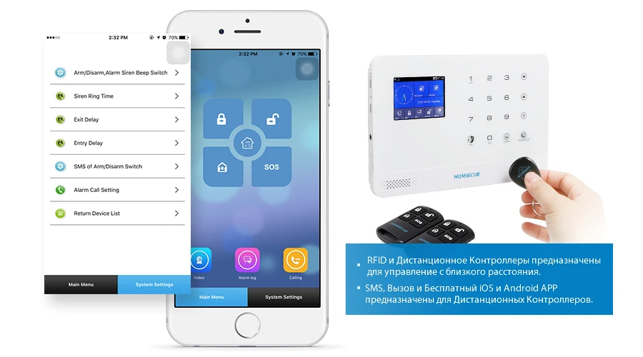HOMSECUR Беспроводной ЖК-дисплей 3g/WCDMA RFID SMS Автодозвон Система Сигнализации домашней безопасности