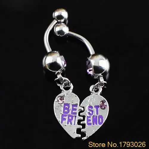 Кольцо для пупка в форме сердца пирсинг набор пурпурных тонов от лучшего друга 4TEF