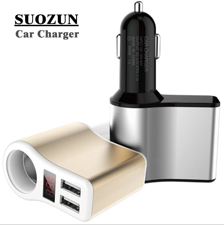 Автомобильное зарядное устройство SUOZUN USB со светодиодным экраном