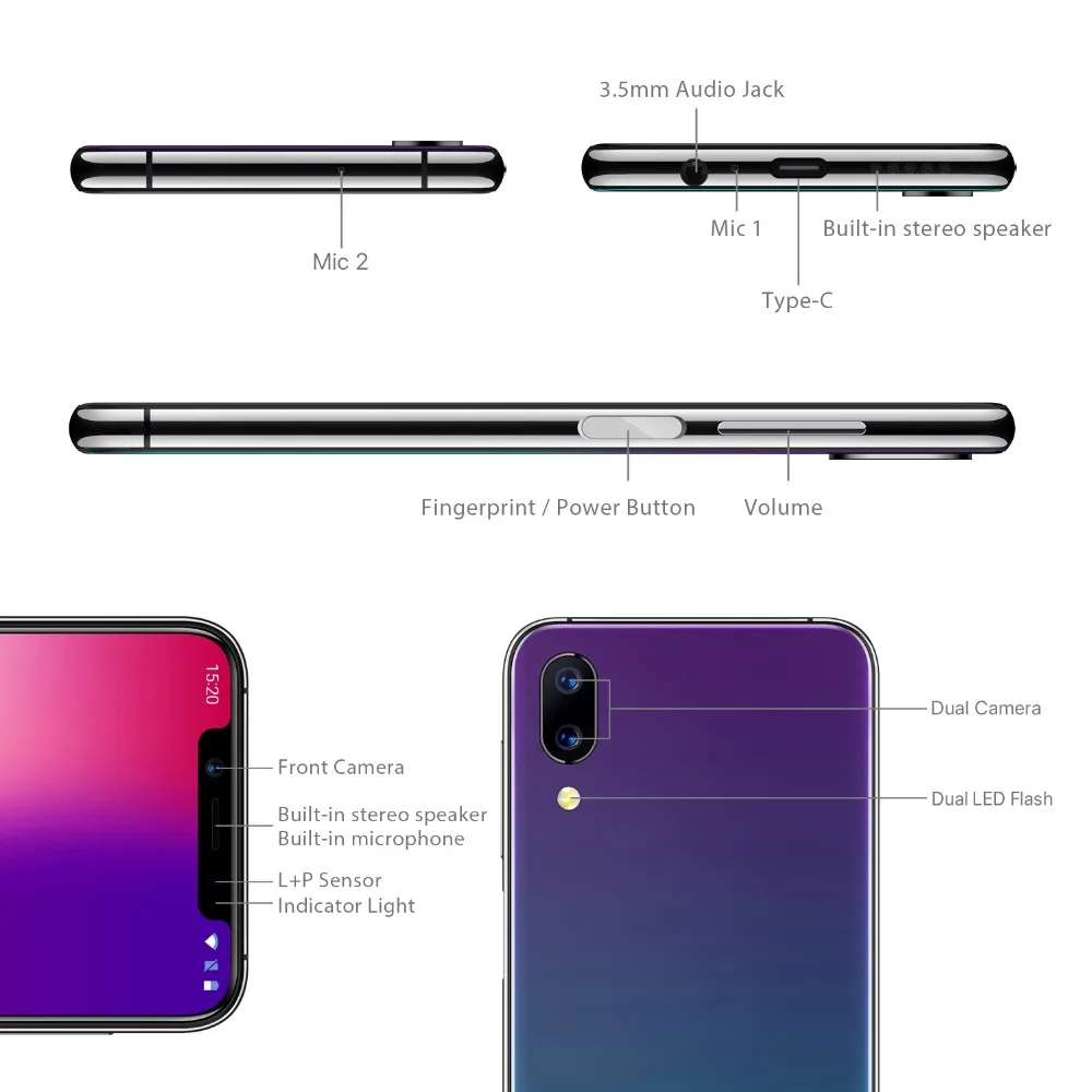 UMIDIGI ONE Pro Восьмиядерный мобильный телефон с быстрой беспроводной зарядкой 5 9