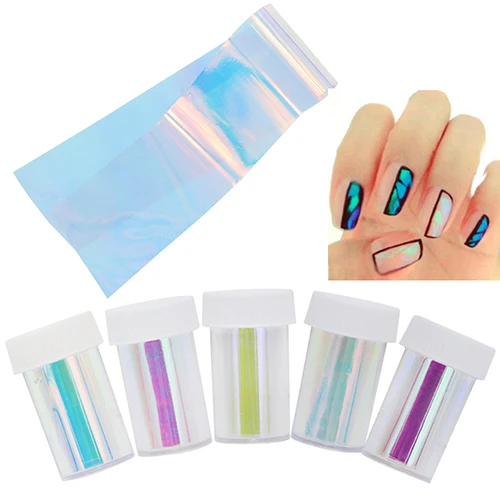 5x Clear Aurora Nail Art Glitter Foils Transfer Sticker Paper Manicure Tool | Красота и здоровье