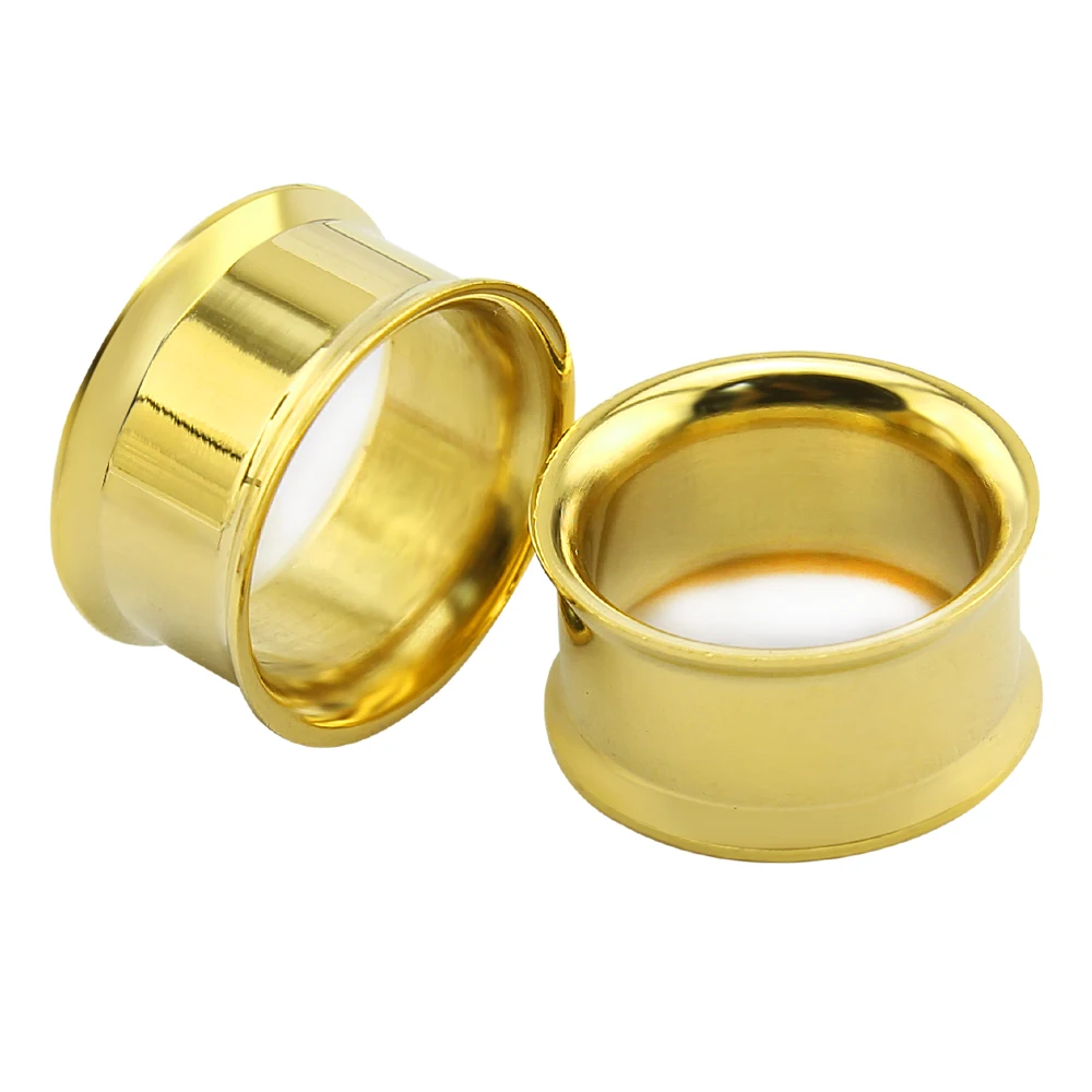 2Pcs Unisex Fashion Stainless Steel No Screw Double Flare Ear Plug 3-25mm Gauge Tunnel Body Piercing Jewelry Hollow Expander | Украшения и