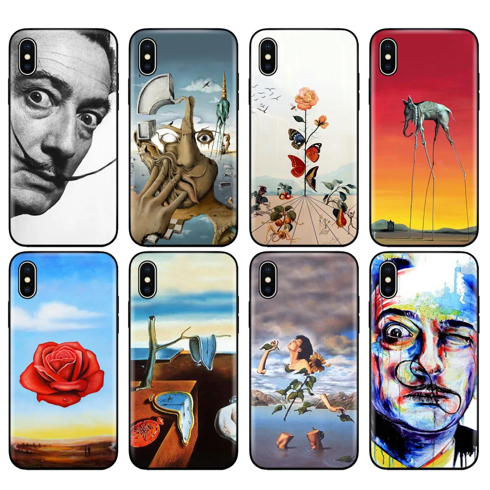 Черный чехол из ТПУ для iphone 5 6 6s 7 8 plus x 10 силиконовый XR XS 11 pro MAX Salvador Dali|Бамперы| |