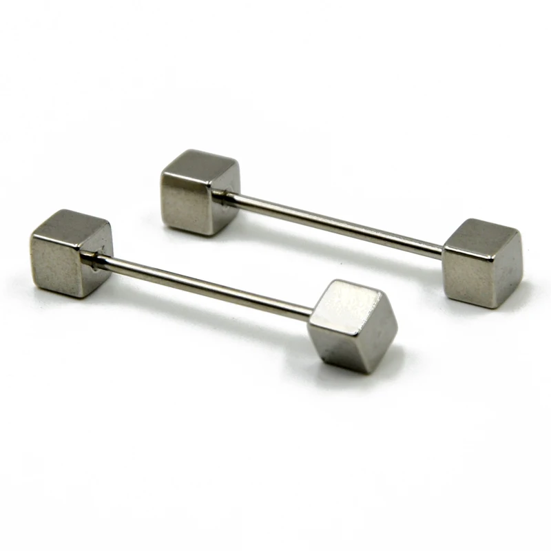 Showlove 2pcs 316 Stainless Steel Square Shape 16G Long industrial Barbell Cartilage Earrings Body Piercing Jewelry | Украшения и