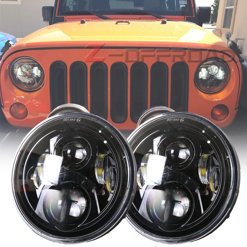 7-дюймовый светодиодный черный налобный фонарь для Lada 4x4 urban Niva Круглый Jeep Wrangler Land