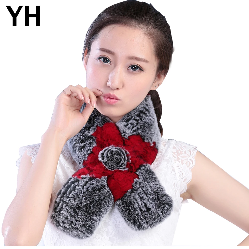 Новая мода женские из натуральной кожи шарф меха кролика рекс 100% материала