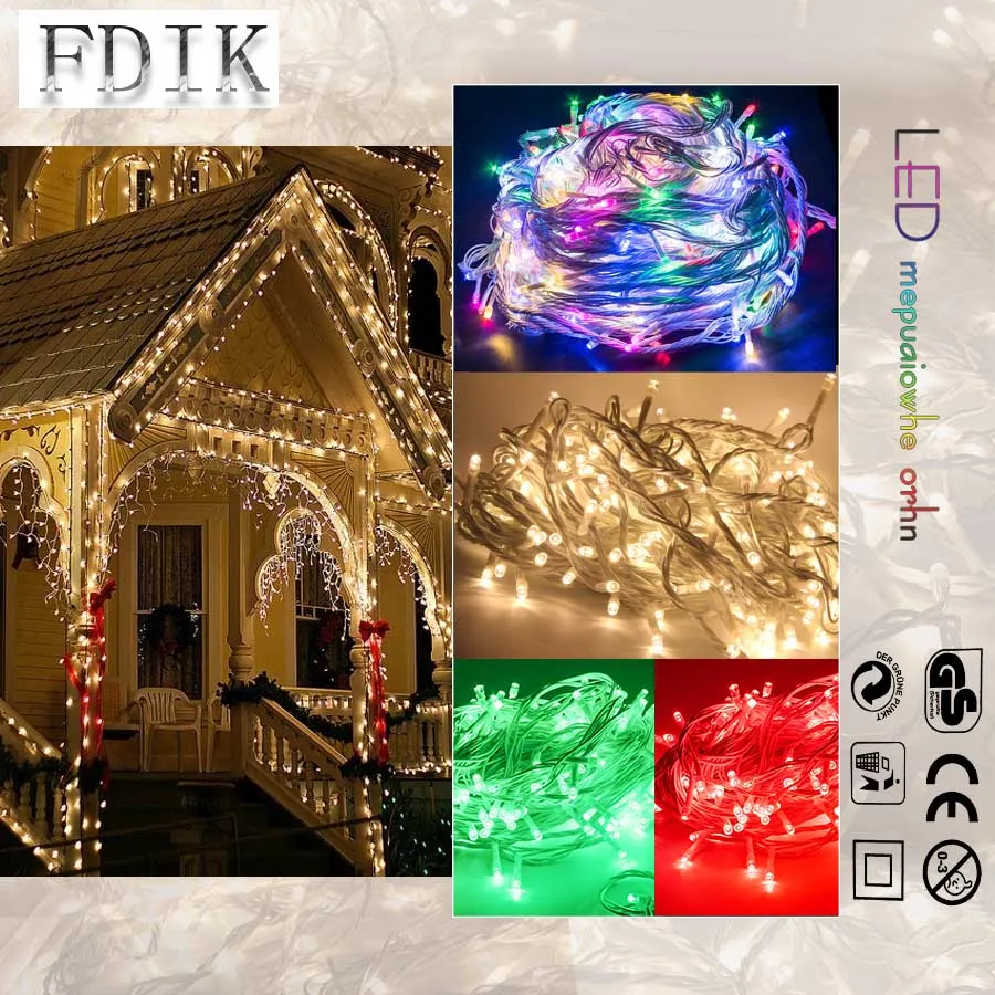 

10cm LED String Lights AC220-240V Christmas Holiday Marriage Proposal Room Wedding Decoration Strips Light Lamp Colorful Change