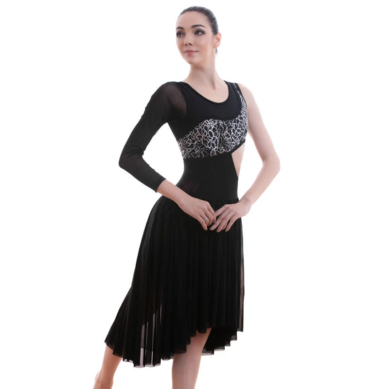 Новинка! Черное Сетчатое платье для женщин выступлений танцевальный костюм