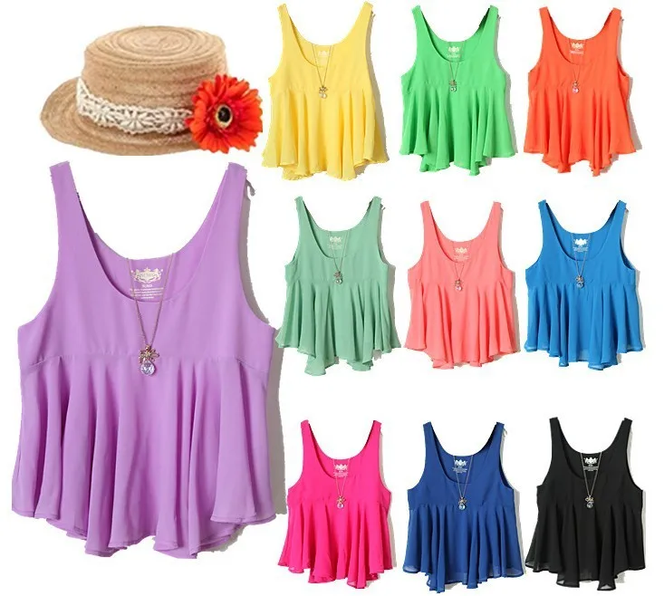 Новинка лета 2016 женские свободные шифоновые рубашки конфетных цветов с