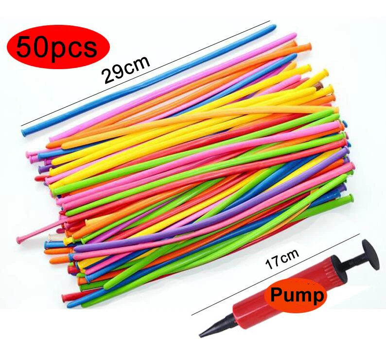 50pcs 26cm pump 100 шт/50 шт Длинные Волшебные воздушные шары, тканые воздушные шары DIY для украшения дня рождения, цветные воздушные шары для свадебной церемонии, украшения GYH - Цвет: 50pcs 26cm pump