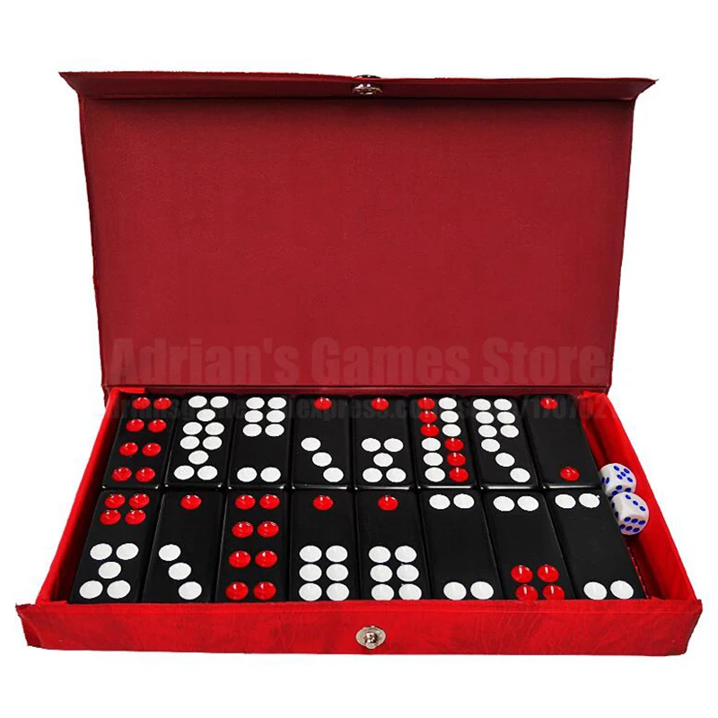 Черный домино 32шт Pai Gow Dominoes настольные игры и 2 кубики настольная игра Domino Board Game |