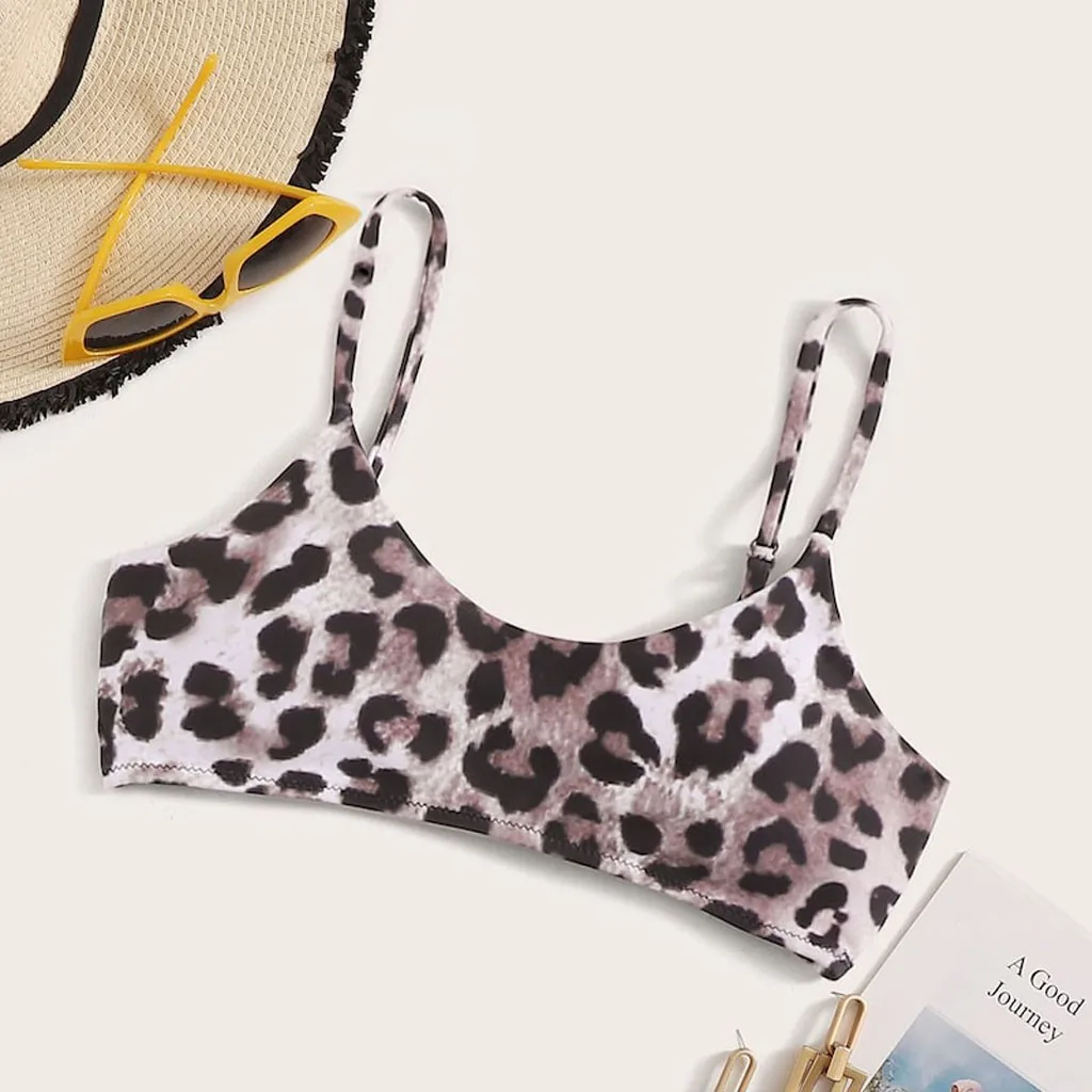 Женский бикини с леопардовым узором Топ Maillot De Bain Femme Сексуальный купальник Топ Купальники с ремнями для женщин на подкладке; Бразильский бикини# P10