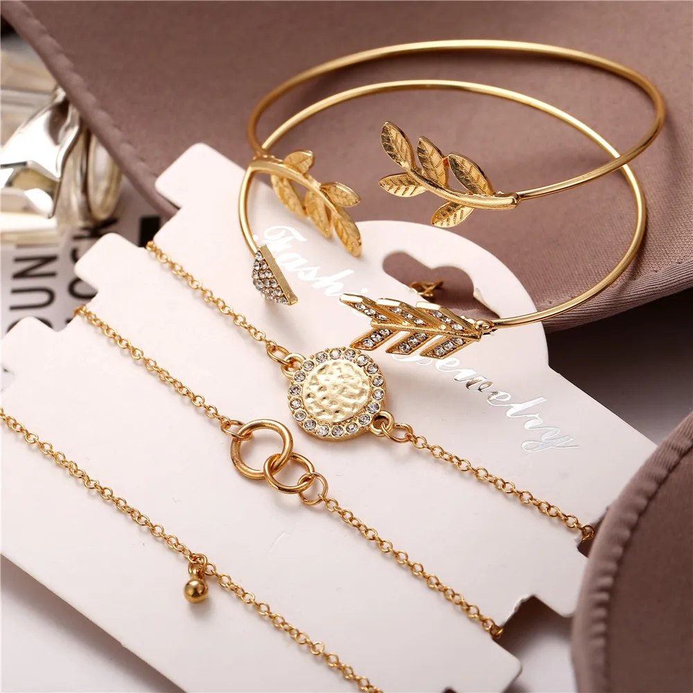 Женский винтажный браслет IF ME золотого цвета с круглыми листьями стрелы