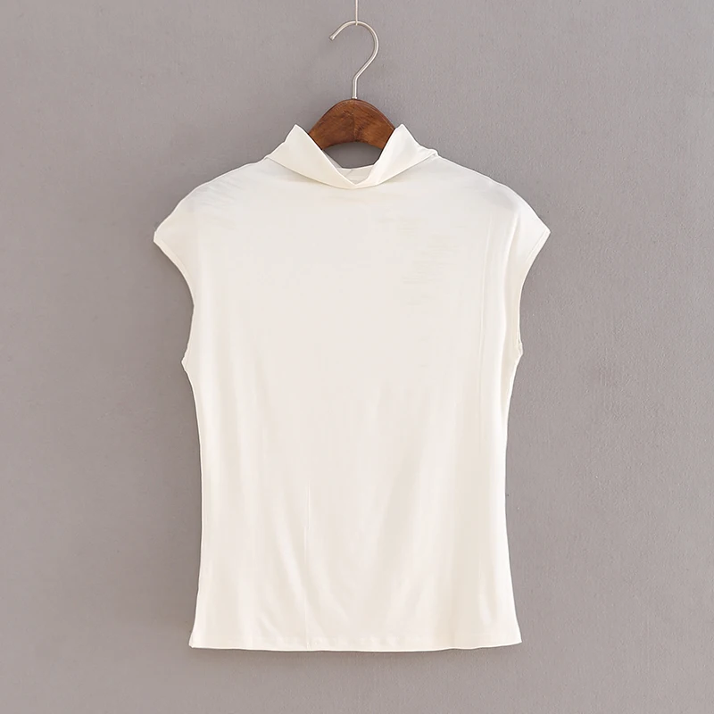 Женская Летняя короткая однотонная водолазка тонкие свободные хлопковые