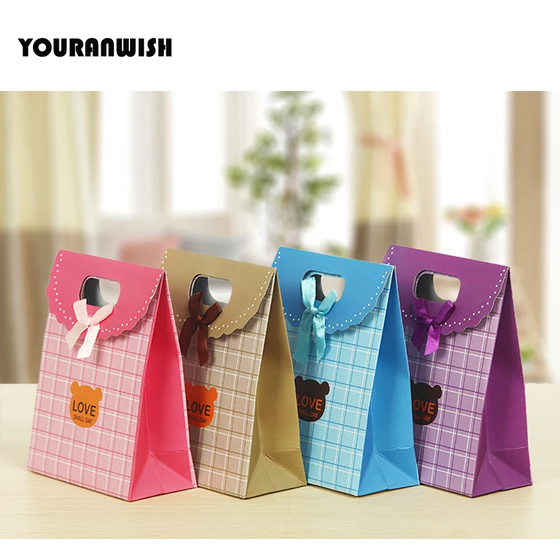 12 шт./лот розовый фиолетовый бумажный подарочный пакет для свадебного украшения