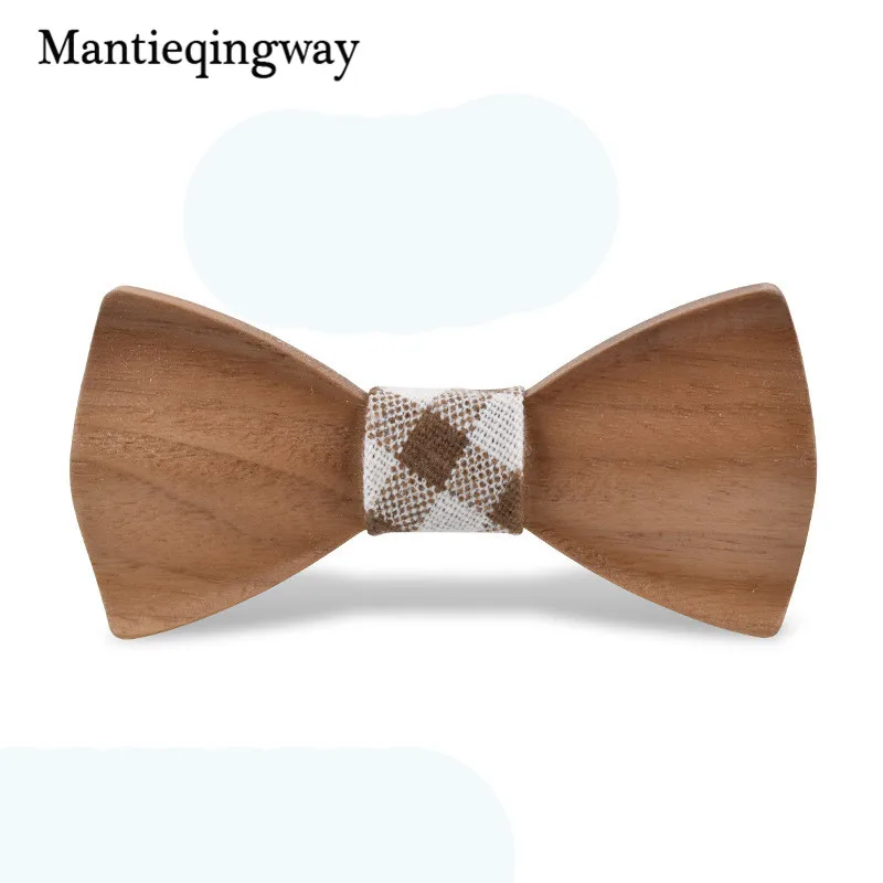 Mantieqingway Детские деловые свадебные костюмы деревянная бабочка галстук твердая