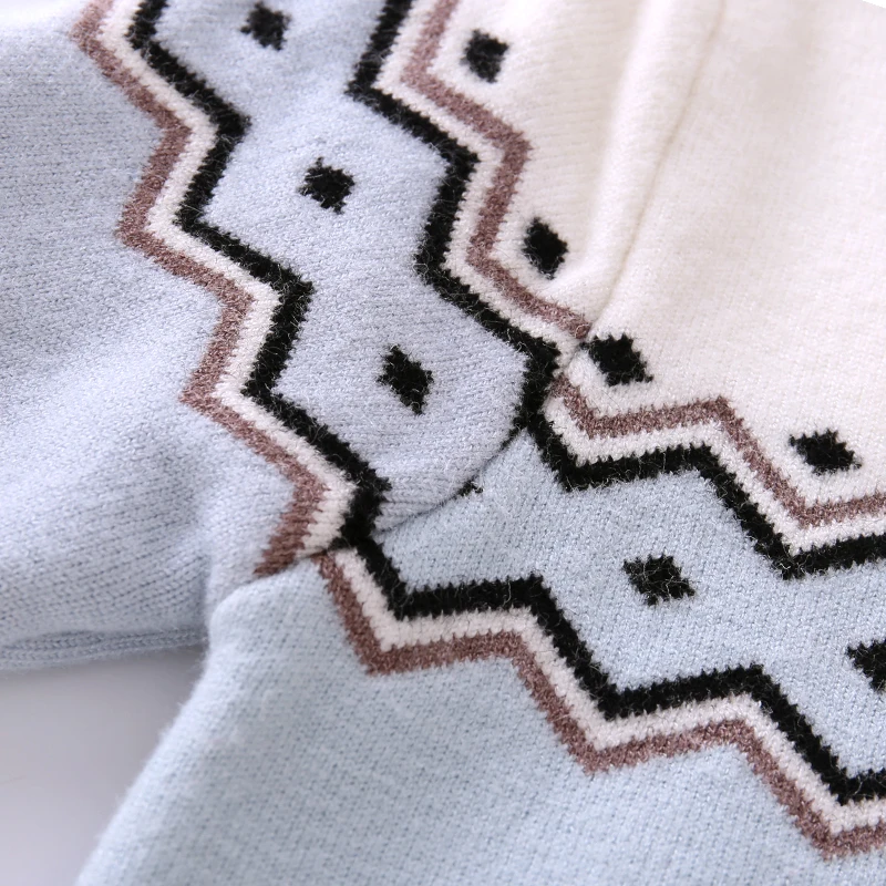 Модная зимняя одежда для маленьких мальчиков синий трикотажный комбинезон с