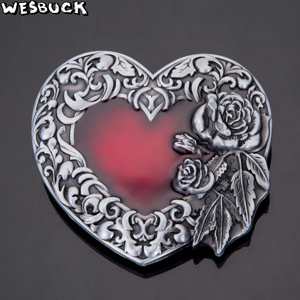 WesBuck Новинка Высокое качество 3D красные любовные розы модная пряжка для ремня