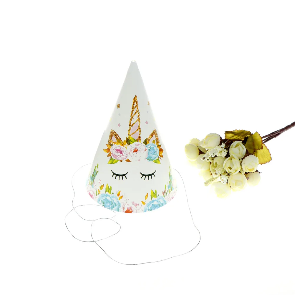 6 шт./лот Детские вечерние кепки с единорогом из мультфильма для дня рождения