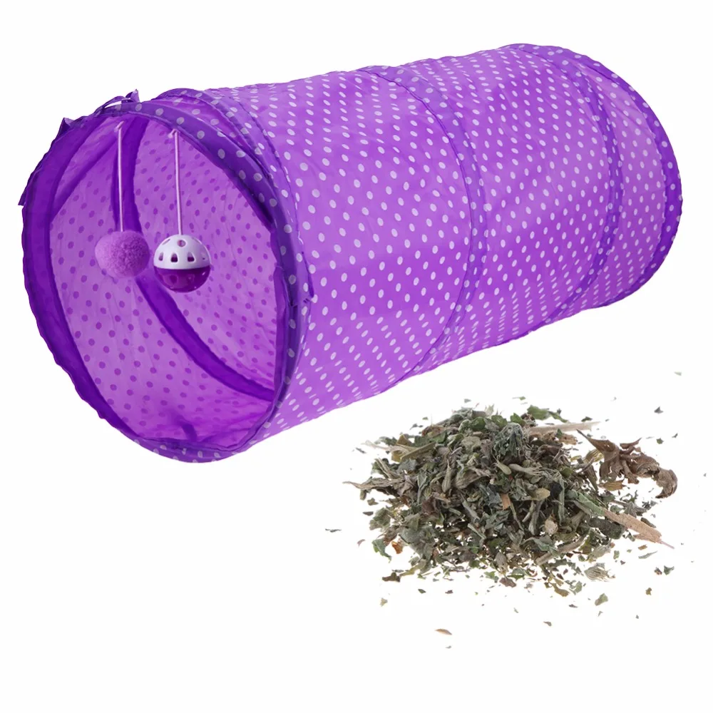 Складной Забавный питомец игровой туннель для кошки 2 трубы шары кошка мята