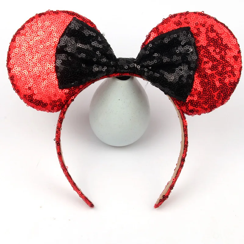 10 шт. уши Минни-Маус повязка на голову с блестками и бантом для девочек повязки
