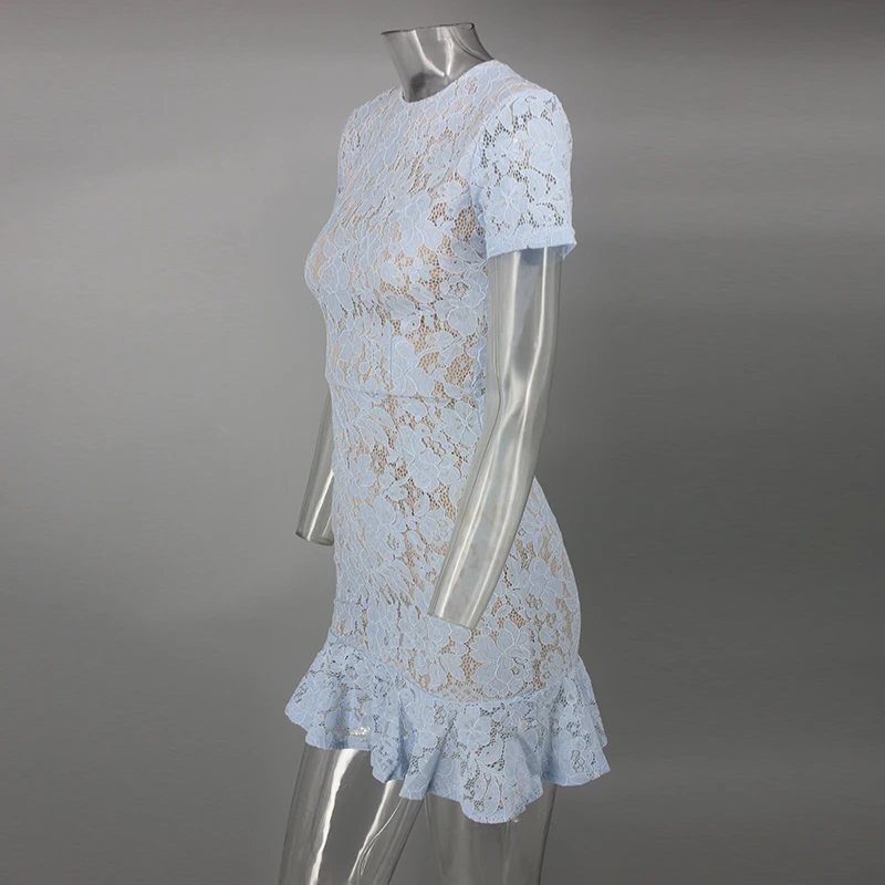 NATTEMAID Hollow Out Floral Guipure Lace Dresses Elegant Modern Lady Casual Mini White Dress Women Summer Bandage Dress