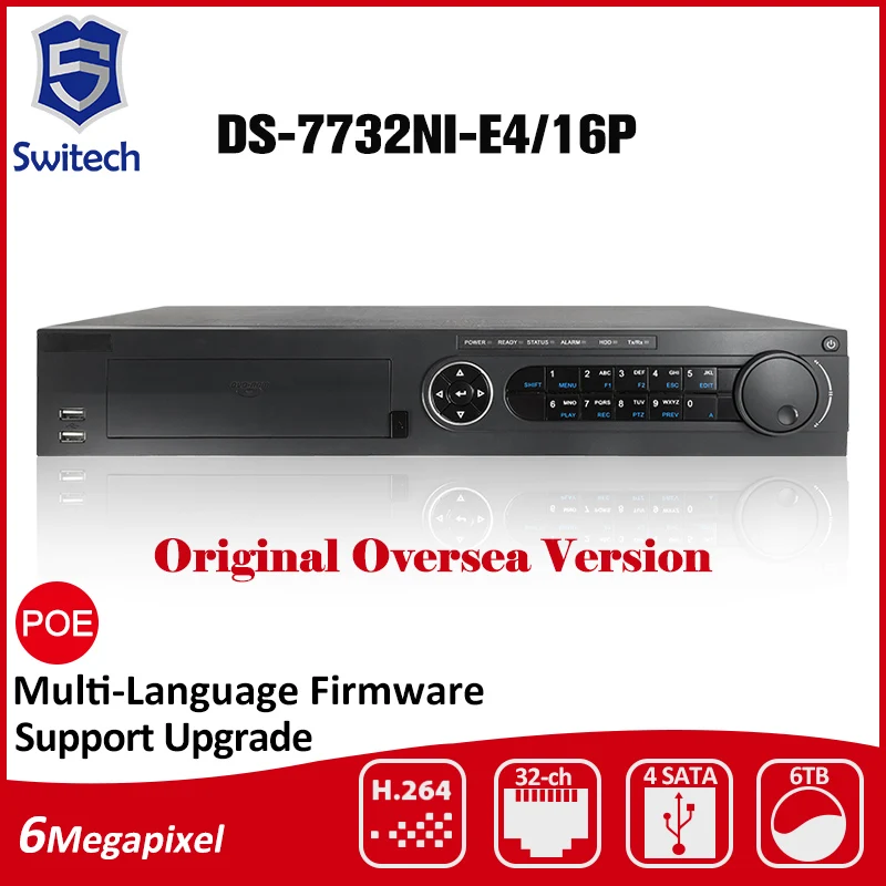 ХИК Оригинальный Oversea Версии NVR 16CH 32CH Канал 6MP 5MP 3MP DS 7732NI E4/16 P 16 PoE порта и 4 SATA