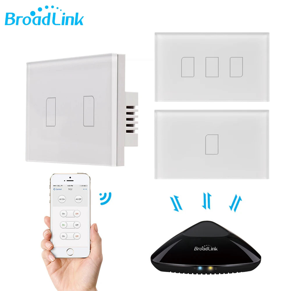 Broadlink TC2 US AU стандартный 1 2 3 светодио дный gang светодиодный сенсорный панель Переключатель беспроводной дистанционный выключатель света Умный дом автоматизация Универсальный
