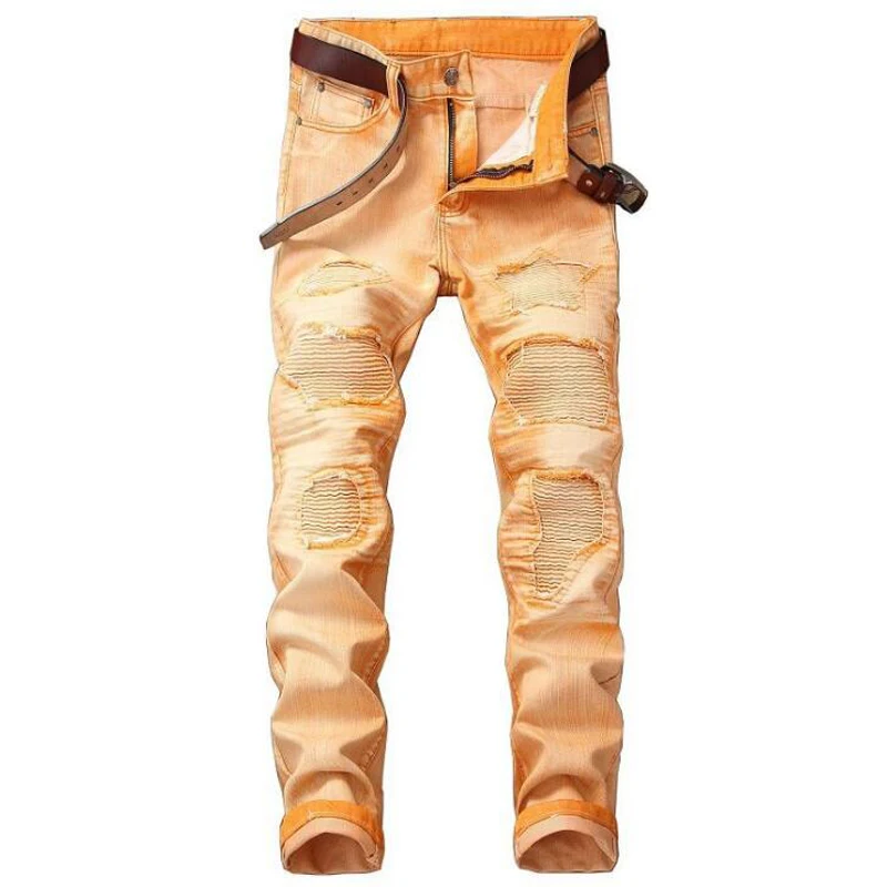 Men jeans high quality Denim cycling jeans men Hip hop casual tide straight jeans men solid ripped jeans for men