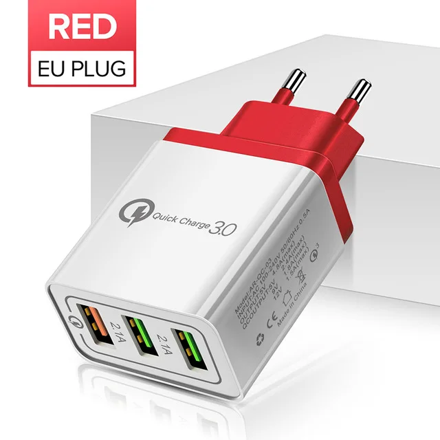 GETIHU Универсальный 18 Вт 2.1A Мульти USB зарядное устройство Quick Charge 3,0 EU настенный адаптер для мобильного телефона Быстрая зарядка для iPhone samsung - Тип штекера: Red