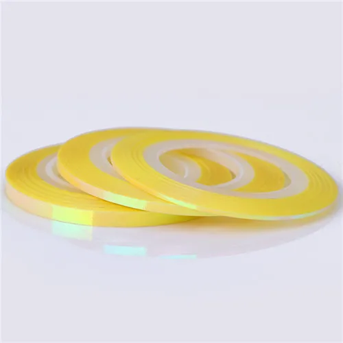 Yellow 1mm 2mm 3mm 2 мм оболочка для ногтей Чередование ленты линия золото серебро лазер несколько узоров клейкая наклейка для ногтей DIY маникюр Дизайн ногтей украшения - Цвет: Yellow 1mm 2mm 3mm