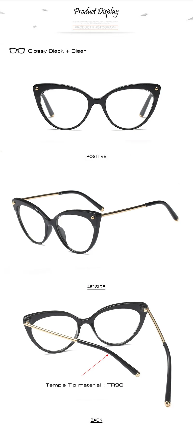 SHAUNA TR90 Temple Tip Retro Women Cat Eye Glasses Frame Fashion Mix Colors Eyeglasses Frame