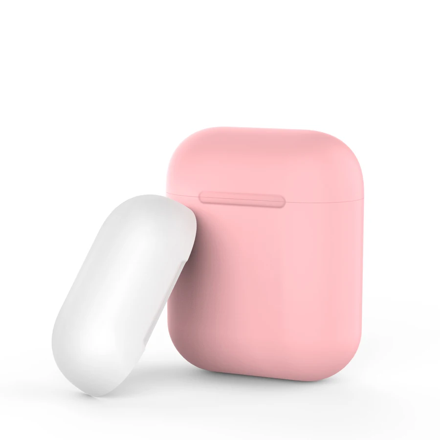 Силиконовый чехол для наушников для AirPods 2, беспроводная коробка для зарядки наушников, защитный футляр, чехол для телефона, аксессуары для AirPods - Цвет: Pink add white