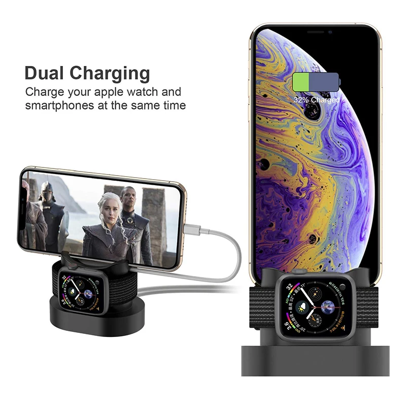 Зарядная база 2 в 1 для IPhone X XS XR Apple Watch 4 3 черная/белая|Подставки и держатели| |