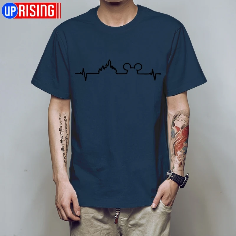 navy balck Летняя футболка для мужчин Микки Маус сердце любовь one love День Святого Валентина забавная футболка с короткими рукавами футболка мужская футболка HB77 - Цвет: navy balck
