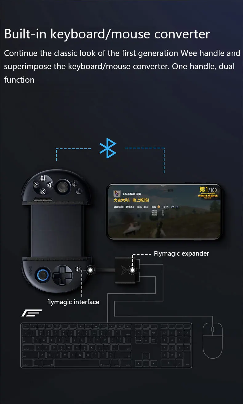 Flydigi Wee 2 мобильный игровой контроллер pubg мобильный телескопический Bluetooth геймпад клавиатура/переходник для мыши Android/IOS джойстик