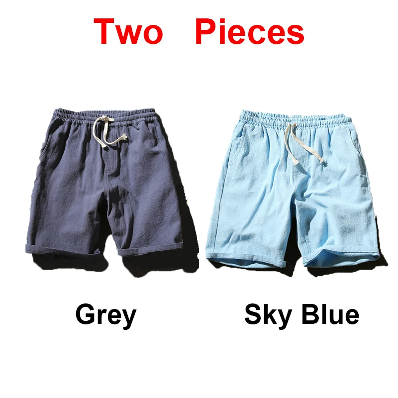 Grey-and-SkyBlue Sinicism Store красочные хлопковые льняные летние шорты мужские пляжные шорты мужские s тренировочные штаны цвета хаки Шорты повседневные белые спортивные шорты 5XL - Цвет: Grey-and-SkyBlue