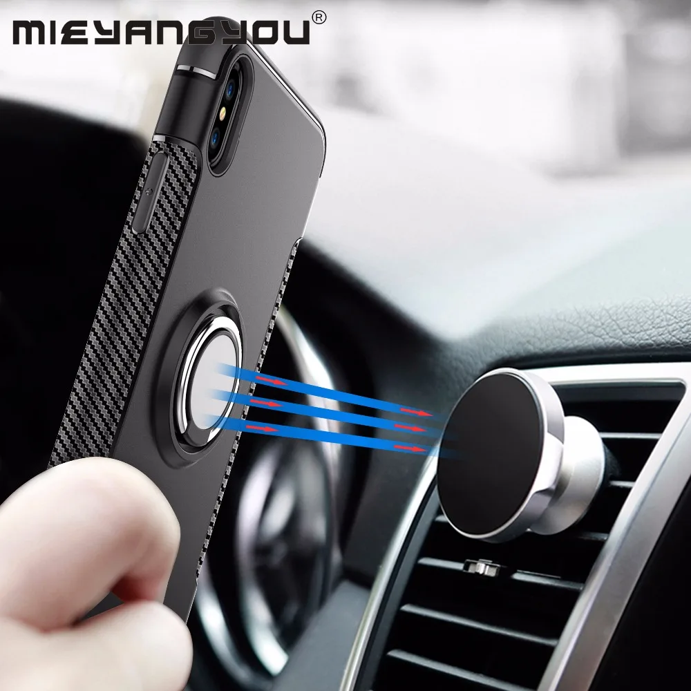 Чехлы для телефонов с защитой от ударов для iPhone XS Max X XR с магнитным держателем для автомобиля на 7 8 6 6s Plus 5 5S SE, стенд-корпус для обложки.