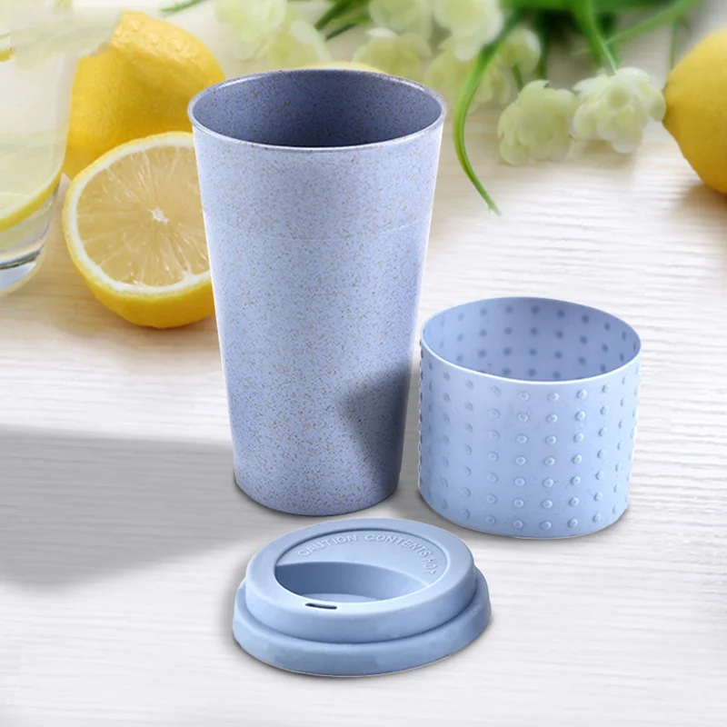 Экологичные чашки для путешествий из пшеничной соломы кофейные с крышками