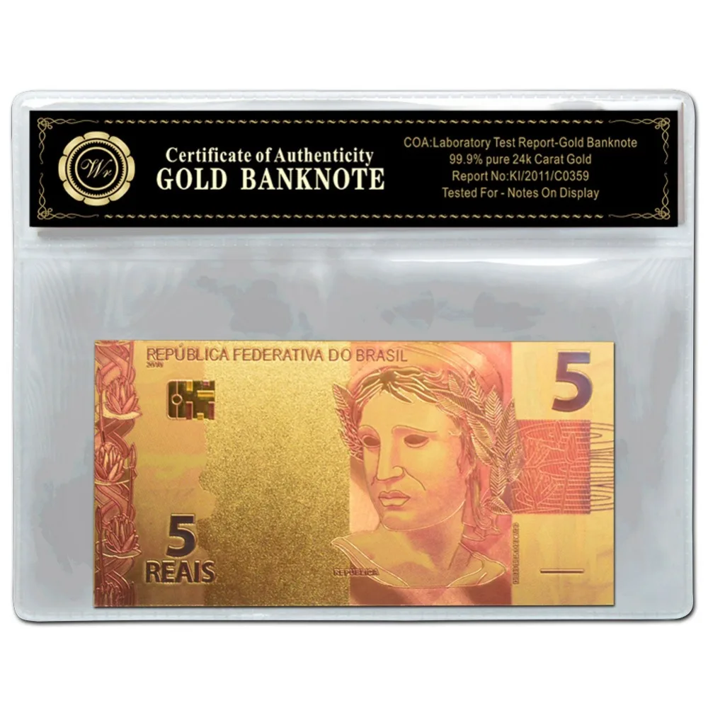 Бразильские цветные Позолоченные банкноты обычные золотые бесплатная доставка